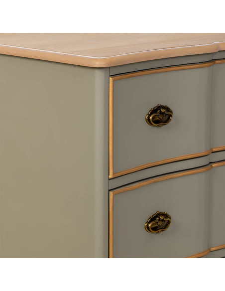 Commode vert sauge 6 tiroirs en bois et MDF 193x50x80 cm Narelora  - 9
