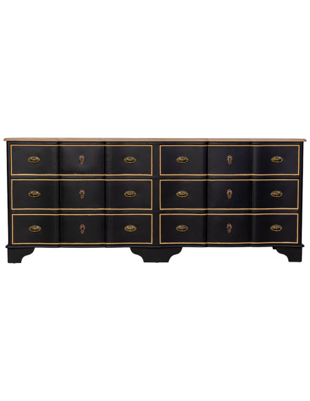 Commode noire 6 tiroirs en MDF et sapin 193x50x80 cm Narelora  - 3