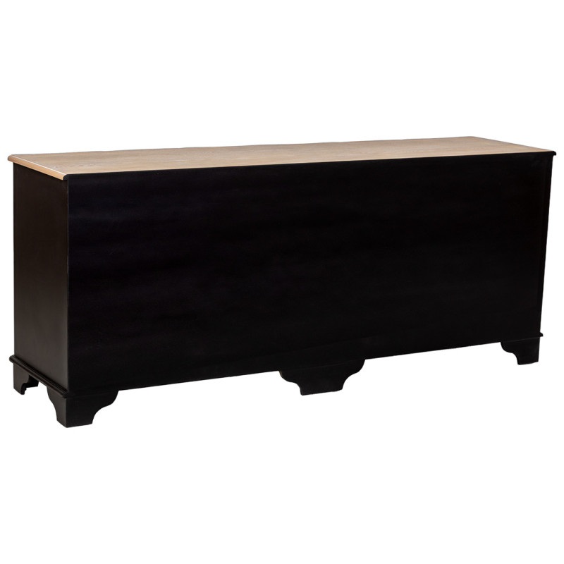 Commode noire 6 tiroirs en MDF et sapin 193x50x80 cm Narelora  - 4
