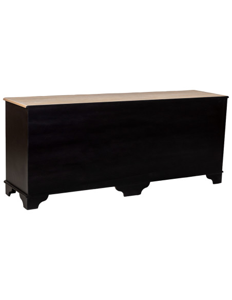 Commode noire 6 tiroirs en MDF et sapin 193x50x80 cm Narelora  - 4