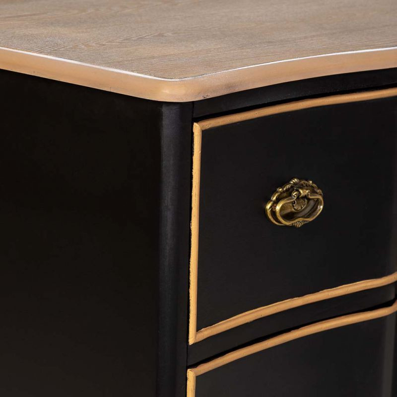 Commode noire 6 tiroirs en MDF et sapin 193x50x80 cm Narelora  - 7