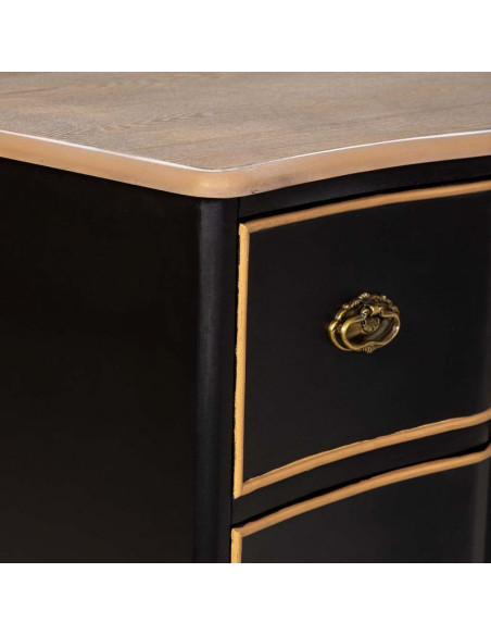 Commode noire 6 tiroirs en MDF et sapin 193x50x80 cm Narelora  - 7