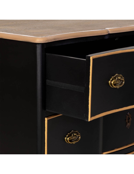 Commode noire 6 tiroirs en MDF et sapin 193x50x80 cm Narelora  - 6