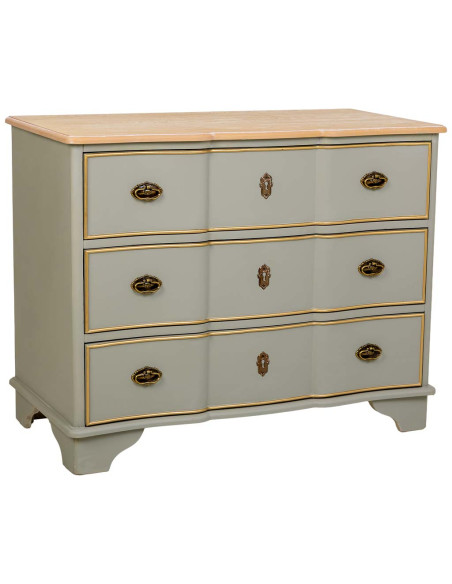 Commode vert sauge 3 tiroirs en bois 100x50x80 cm Narelora  - 1