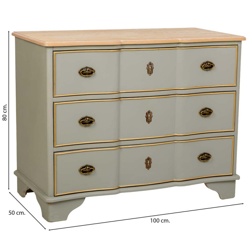 Commode vert sauge 3 tiroirs en bois 100x50x80 cm Narelora  - 8