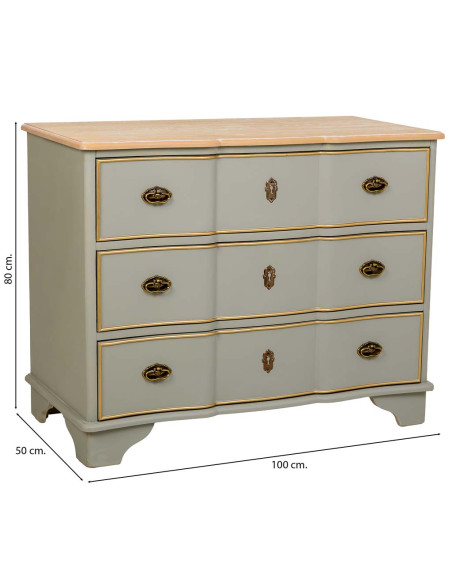 Commode vert sauge 3 tiroirs en bois 100x50x80 cm Narelora  - 8
