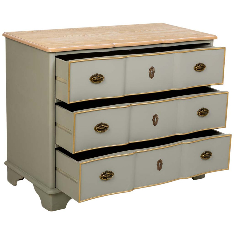 Commode vert sauge 3 tiroirs en bois 100x50x80 cm Narelora  - 3
