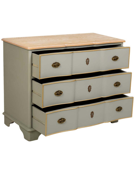 Commode vert sauge 3 tiroirs en bois 100x50x80 cm Narelora  - 3