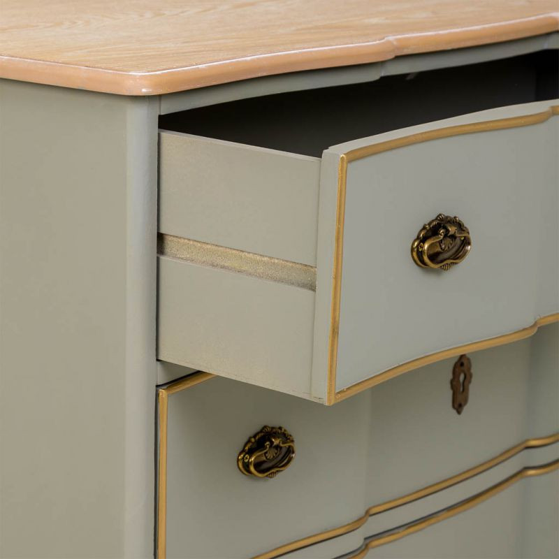 Commode vert sauge 3 tiroirs en bois 100x50x80 cm Narelora  - 5