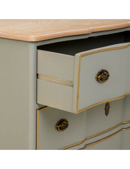 Commode vert sauge 3 tiroirs en bois 100x50x80 cm Narelora  - 5