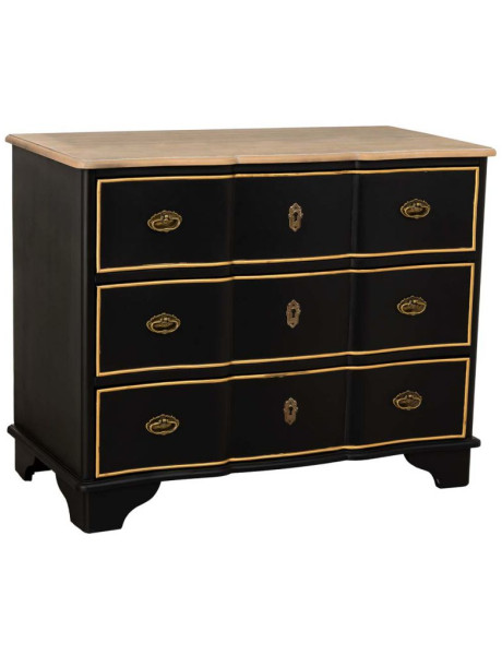Commode noire 3 tiroirs bois et MDF 100x50x80 cm Narelora  - 1