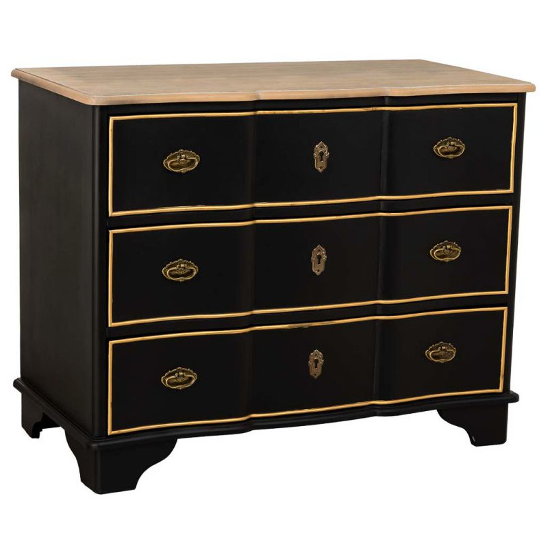 Commode noire 3 tiroirs bois et MDF 100x50x80 cm Narelora  - 1