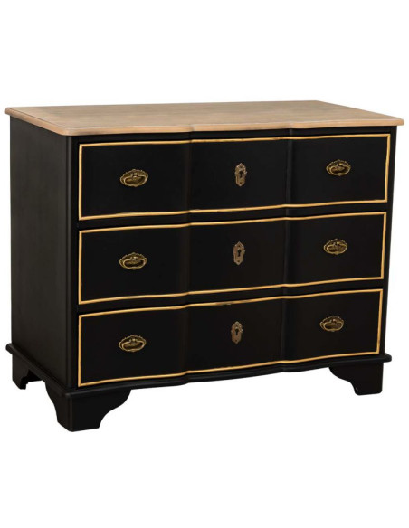 Commode noire 3 tiroirs bois et MDF 100x50x80 cm Narelora  - 1