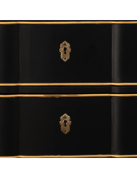 Commode noire 3 tiroirs bois et MDF 100x50x80 cm Narelora  - 8