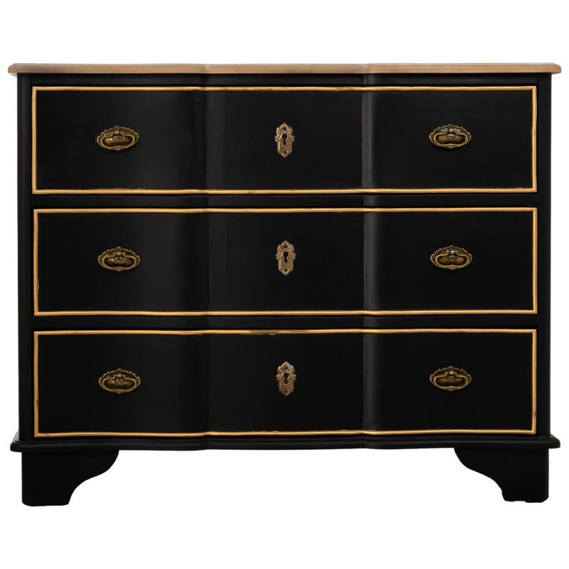 Commode noire 3 tiroirs bois et MDF 100x50x80 cm Narelora  - 2