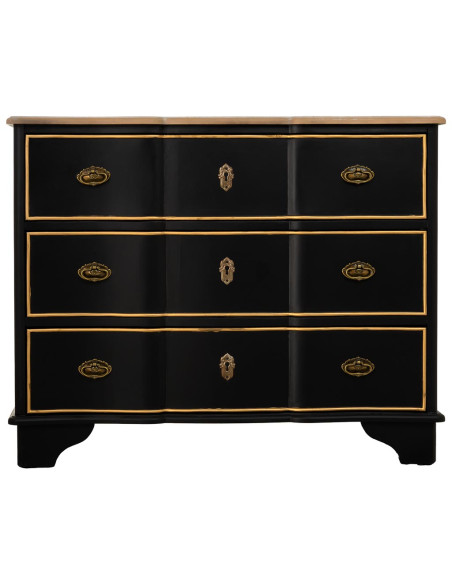 Commode noire 3 tiroirs bois et MDF 100x50x80 cm Narelora  - 2