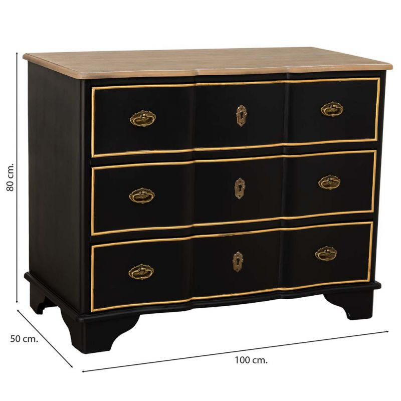 Commode noire 3 tiroirs bois et MDF 100x50x80 cm Narelora  - 9