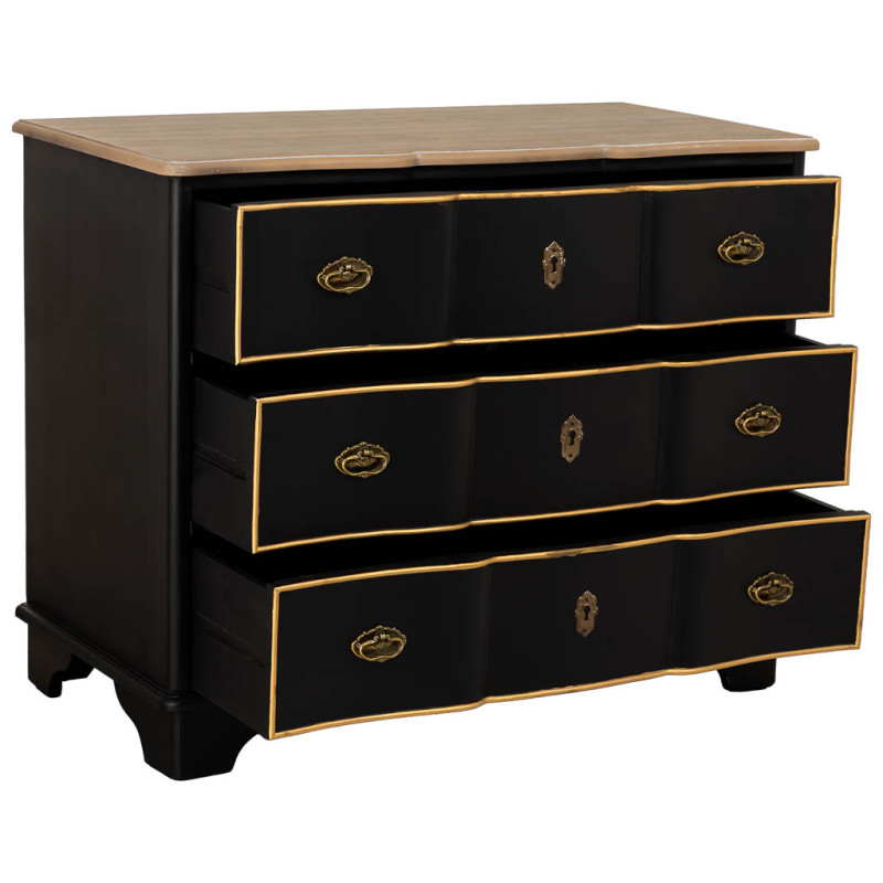 Commode noire 3 tiroirs bois et MDF 100x50x80 cm Narelora  - 3