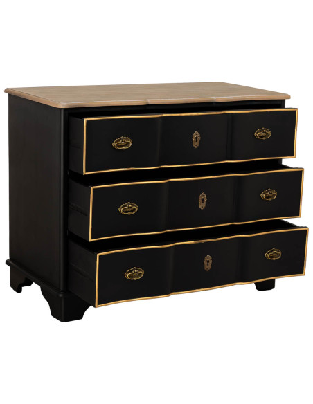 Commode noire 3 tiroirs bois et MDF 100x50x80 cm Narelora  - 3