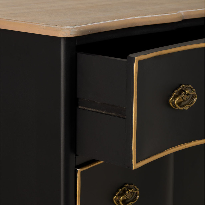 Commode noire 3 tiroirs bois et MDF 100x50x80 cm Narelora  - 5