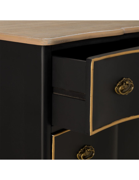 Commode noire 3 tiroirs bois et MDF 100x50x80 cm Narelora  - 5