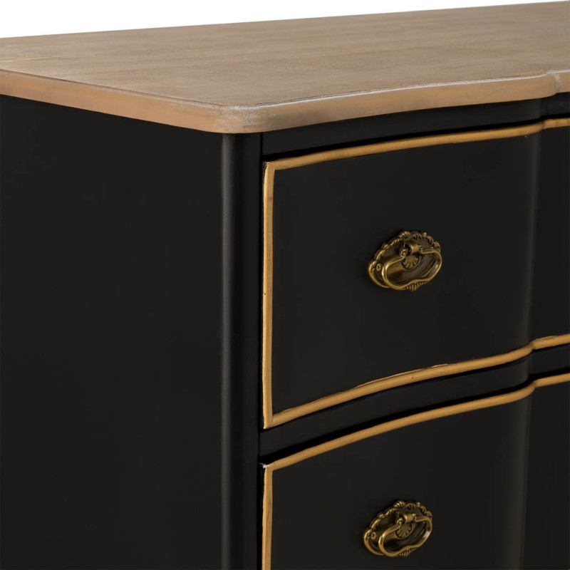 Commode noire 3 tiroirs bois et MDF 100x50x80 cm Narelora  - 6
