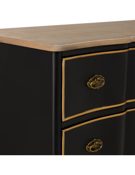 Commode noire 3 tiroirs bois et MDF 100x50x80 cm Narelora  - 6
