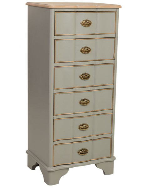 Chiffonnier vert sauge 6 tiroirs en bois 50x35x110 cm Narelora  - 1