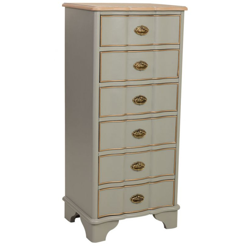 Chiffonnier vert sauge 6 tiroirs en bois 50x35x110 cm Narelora  - 1