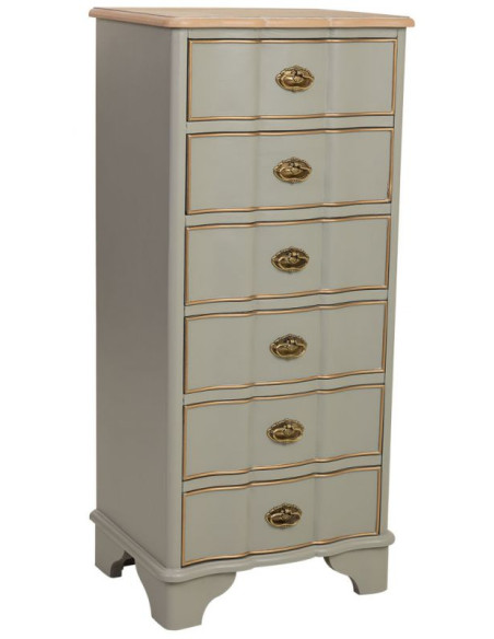 Chiffonnier vert sauge 6 tiroirs en bois 50x35x110 cm Narelora  - 1