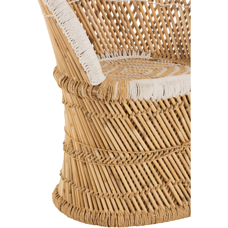 Fauteuil enfant dossier haut bambou naturel et blanc - 5