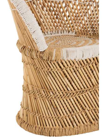 Fauteuil enfant dossier haut bambou naturel et blanc - 5