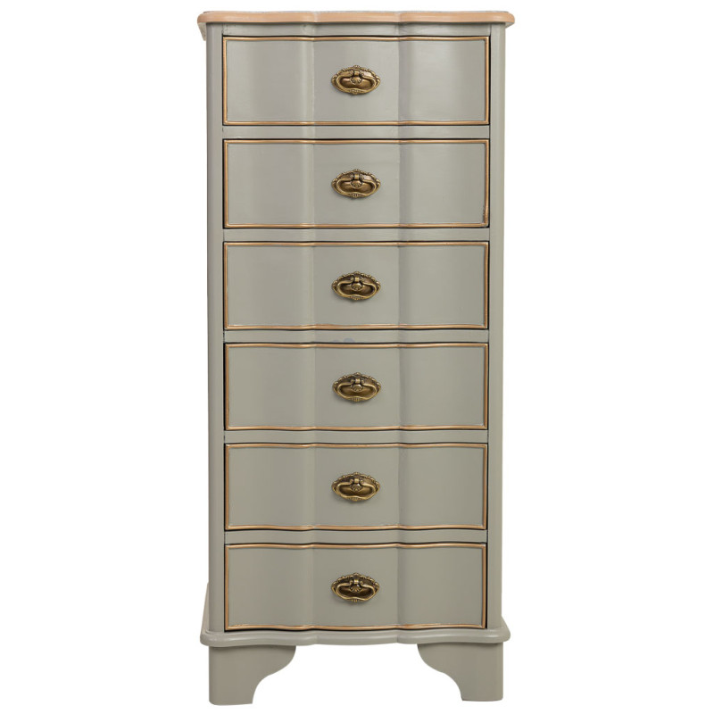 Chiffonnier vert sauge 6 tiroirs en bois 50x35x110 cm Narelora  - 2