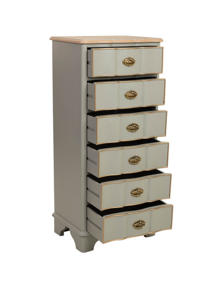 Chiffonnier vert sauge 6 tiroirs en bois 50x35x110 cm Narelora  - 3