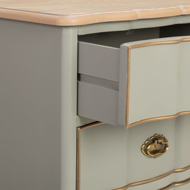 Chiffonnier vert sauge 6 tiroirs en bois 50x35x110 cm Narelora  - 5