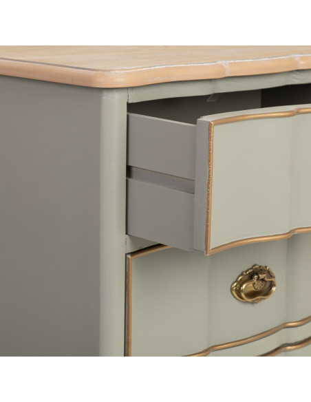 Chiffonnier vert sauge 6 tiroirs en bois 50x35x110 cm Narelora  - 5