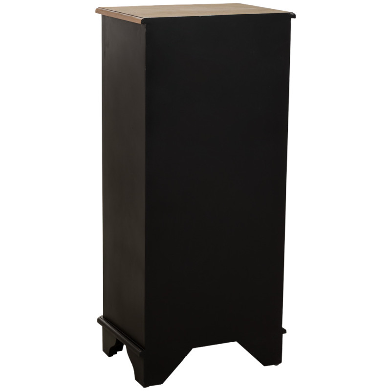 Chiffonnier noir 6 tiroirs en sapin et MDF 50x35x110 cm Narelora  - 4