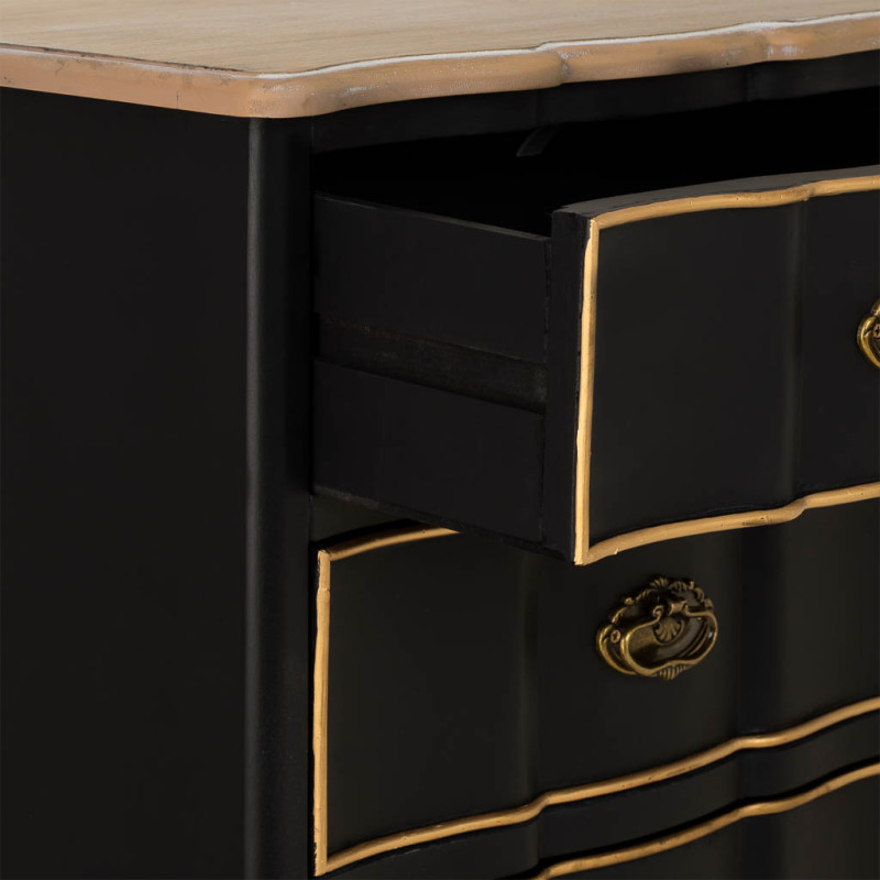 Chiffonnier noir 6 tiroirs en sapin et MDF 50x35x110 cm Narelora  - 5