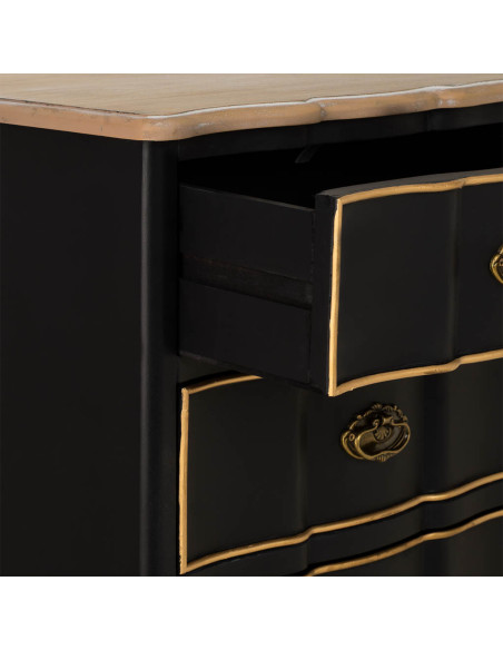 Chiffonnier noir 6 tiroirs en sapin et MDF 50x35x110 cm Narelora  - 5