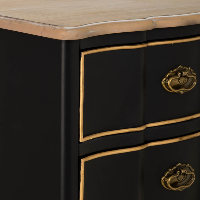 Chiffonnier noir 6 tiroirs en sapin et MDF 50x35x110 cm Narelora  - 6