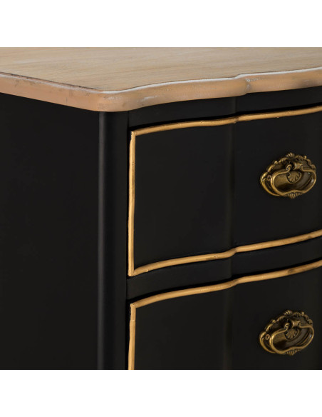 Chiffonnier noir 6 tiroirs en sapin et MDF 50x35x110 cm Narelora  - 6