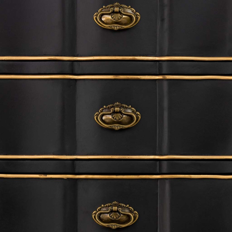 Chiffonnier noir 6 tiroirs en sapin et MDF 50x35x110 cm Narelora  - 7
