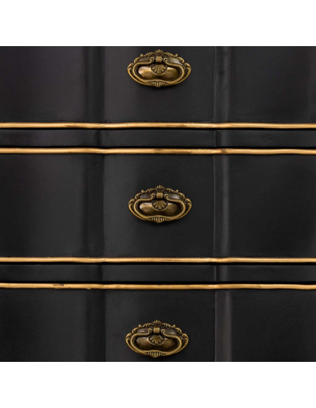 Chiffonnier noir 6 tiroirs en sapin et MDF 50x35x110 cm Narelora  - 7