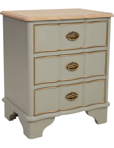 Table de chevet vert sauge 3 tiroirs 50x35x60 cm Narelora  - 1