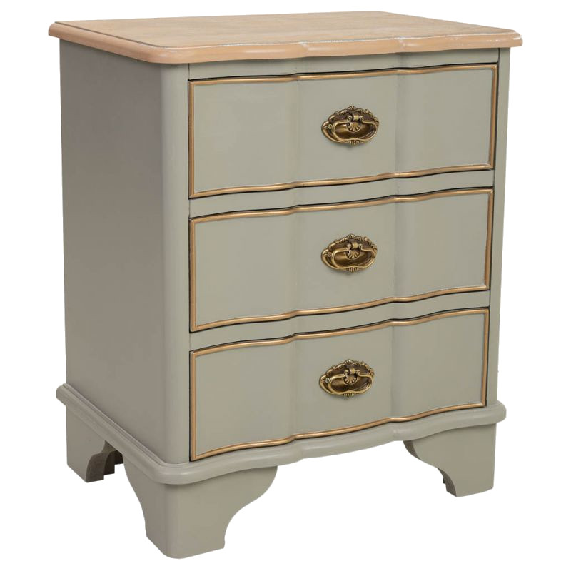 Table de chevet vert sauge 3 tiroirs 50x35x60 cm Narelora  - 1