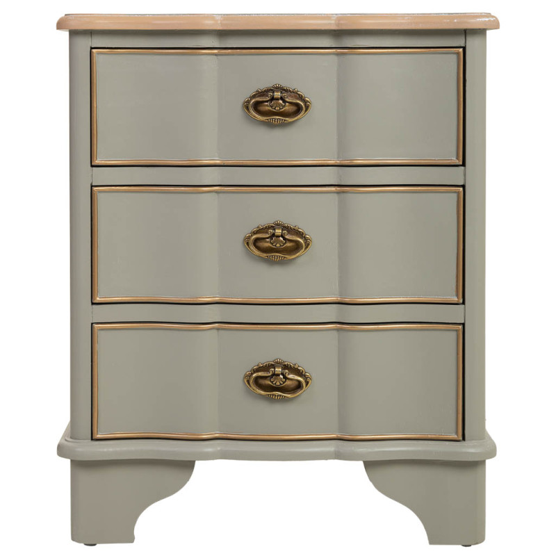Table de chevet vert sauge 3 tiroirs 50x35x60 cm Narelora  - 2