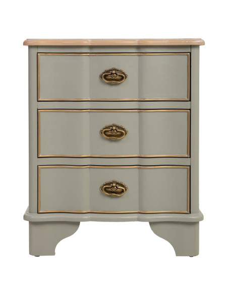 Table de chevet vert sauge 3 tiroirs 50x35x60 cm Narelora  - 2