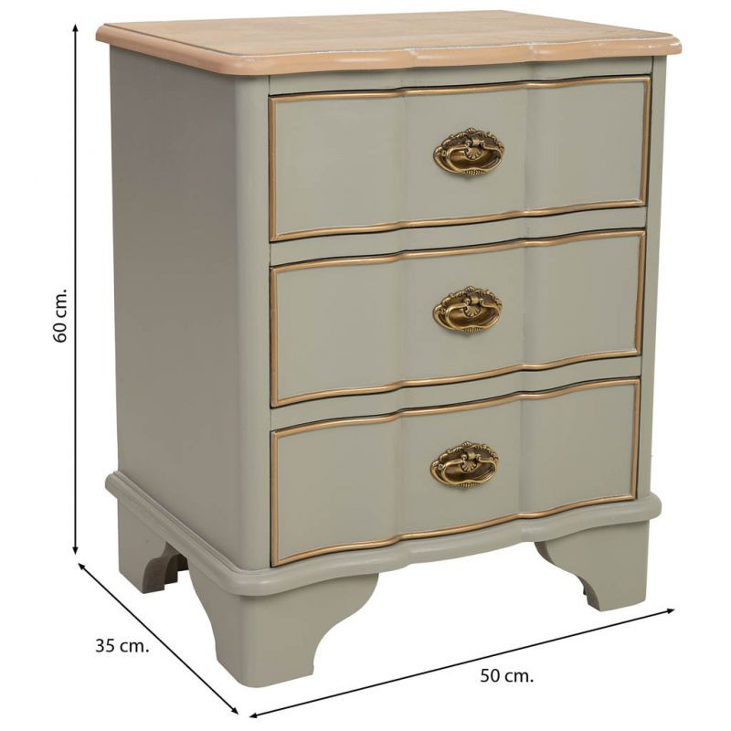 Table de chevet vert sauge 3 tiroirs 50x35x60 cm Narelora  - 7