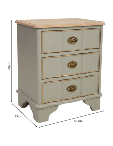 Table de chevet vert sauge 3 tiroirs 50x35x60 cm Narelora  - 7