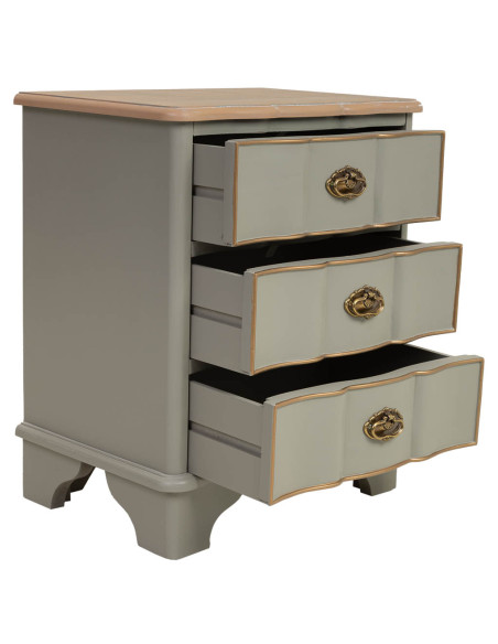 Table de chevet vert sauge 3 tiroirs 50x35x60 cm Narelora  - 3